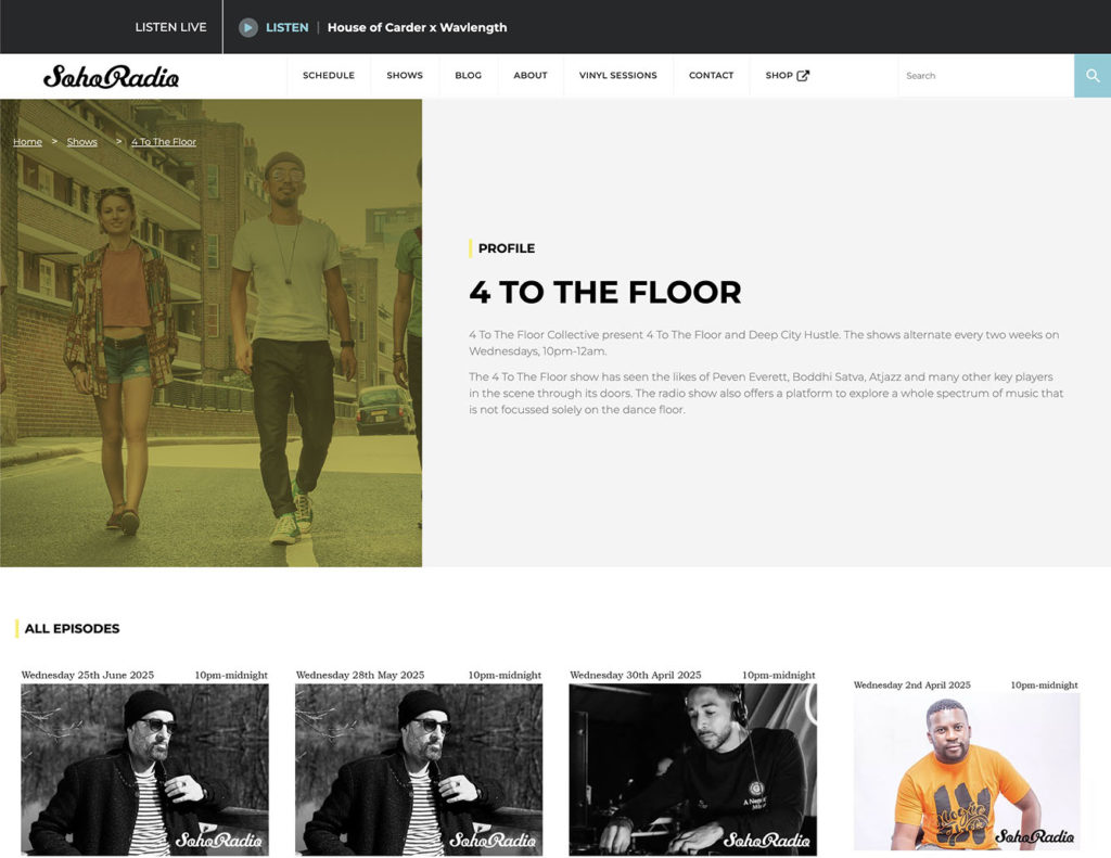 soho radio radio station web screen