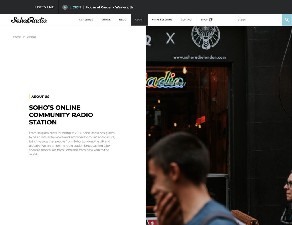 soho radio radio station web screen 2