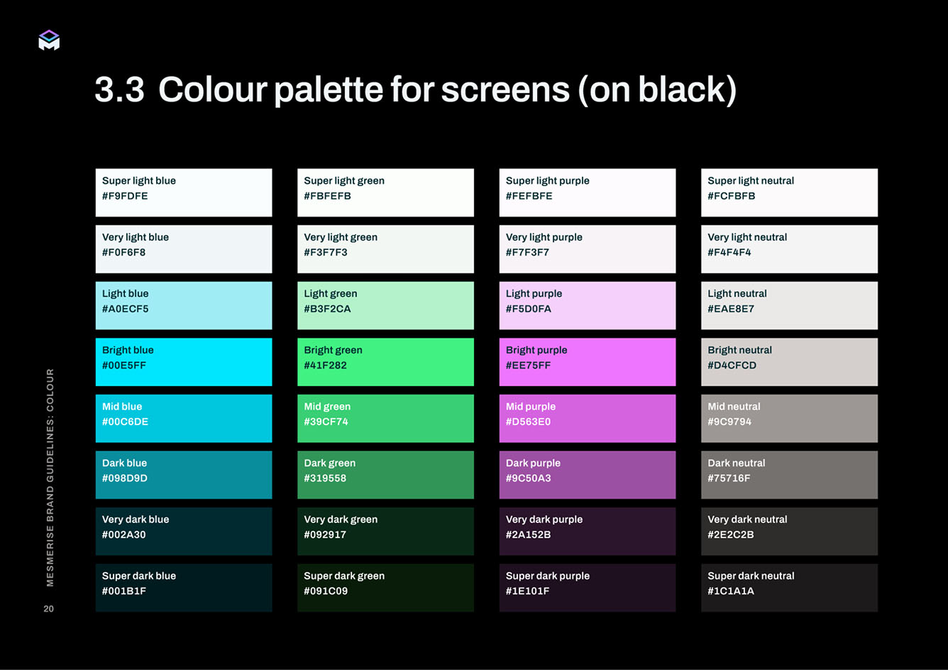 Mesmerise colour palette