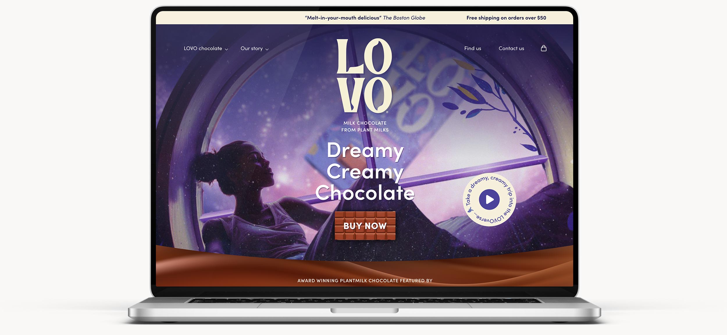 The LOVO website shown on a laptop screen